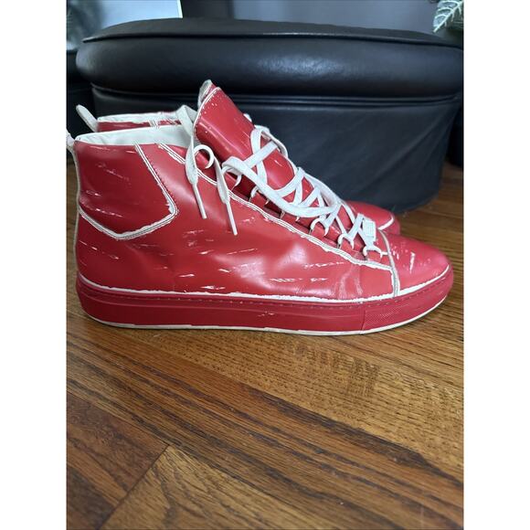 Balenciaga Arena Red White Leather High Tops Size 44 Us Size 11 main image 6